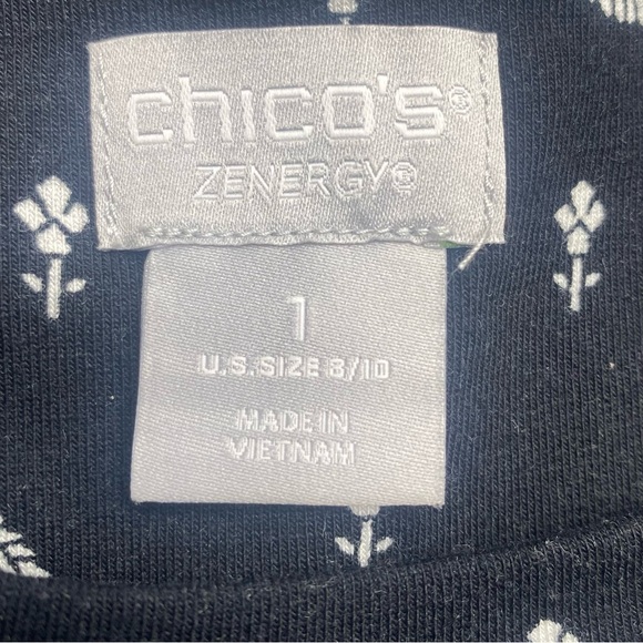 Chico's Women’s NWT Zenergy Bandana Tunic SZ 1 (8/10) Black/White 3/4 SL - Picture 3 of 14